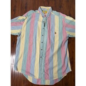 Duck Head Size XL Rainbow Seersucker Striped S/S Shirt Cotton